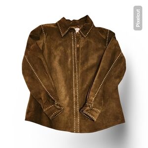 Alfani Brown Leather Jacket Classic Style